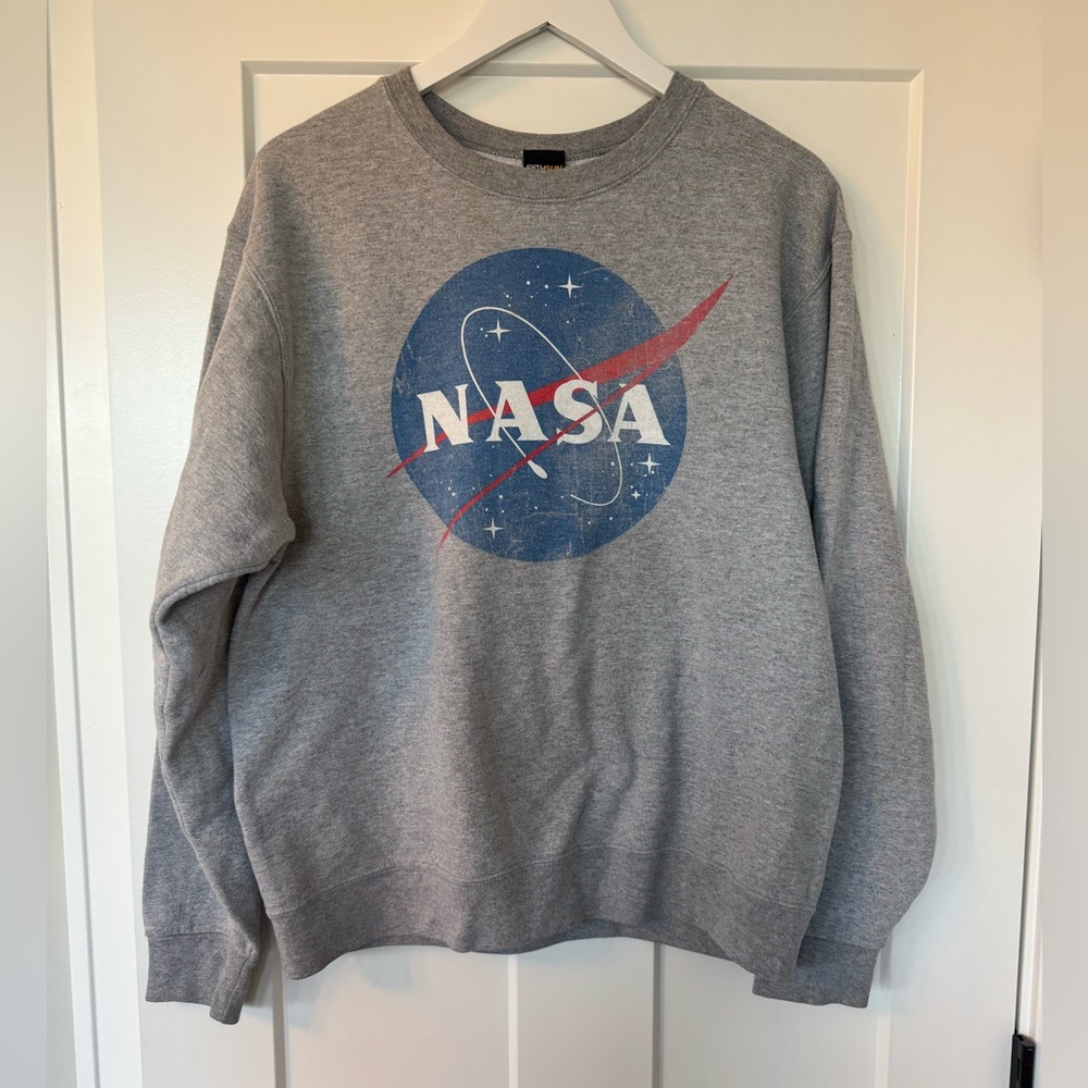 NASA Russell Athletic Gray Crewneck Sweater with Classic Design